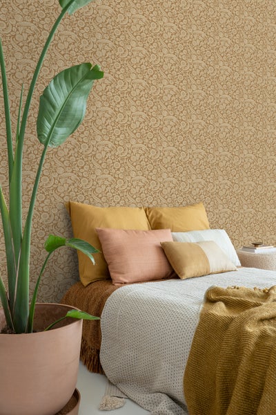 ESTAhome Tapete Blumenmuster Rostbraun - 50 x 900 cm - 139785
