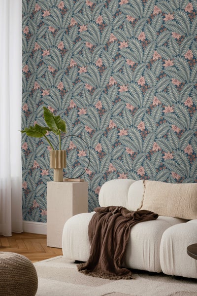Borastapeter Tapete Blätter Graublau - 53 cm x 10.05 m - 660949