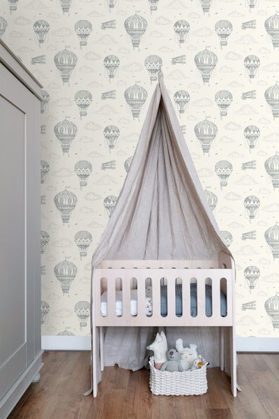 ESTAhome Tapete Luftballons Grauweiß - 50 x 900 cm - 139716