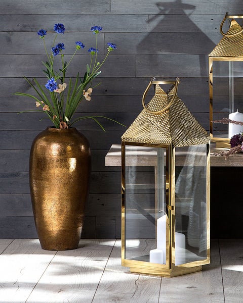 Dekovase LORCA Keramik 48 cm Goldbraun