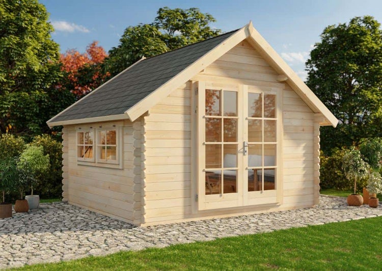 Alpholz Gartenhaus Ronja-28 aus Massiv-holz, Gerätehaus mit 28 mm Wandstärke, Garten Holzhaus inklusive Montagematerial, Geräteschuppen Größe: 350 x 300 cm, Satteldach
