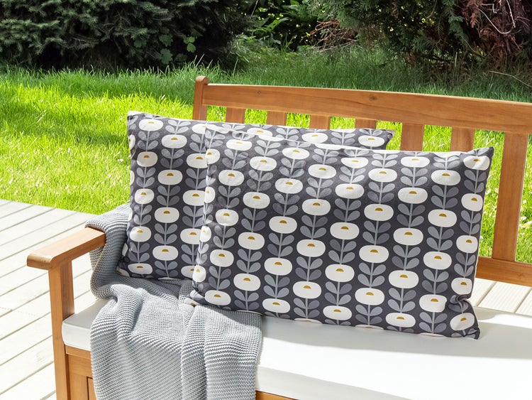Gartenkissen 2er Set VALSORDA Geometrisches Muster 40 x 60 cm Grau