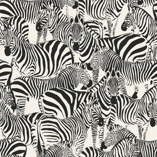 Origin Wallcoverings Tapete Zebras Schwarz und Weiß - 53 cm x 10.05 m - 347453