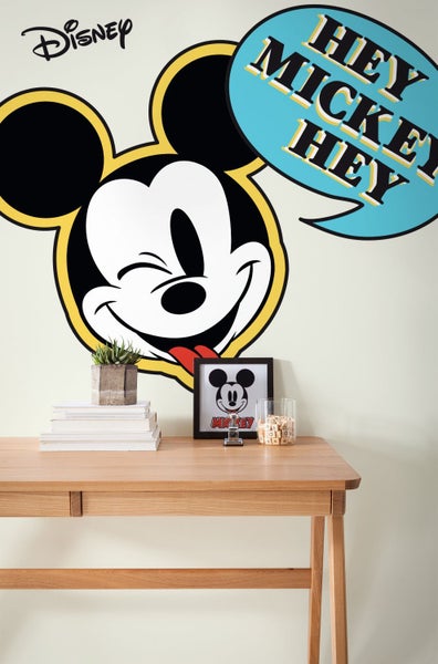 Disney Wandtattoo Mickey Mouse Blau, Gelb und Schwarz-Weiß - 127 x 200 cm - 612434