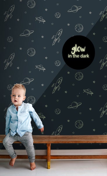 ESTAhome Glow-in-the-dark Tapete Weltraum Dunkelblau - 53 cm x 10.05 m - 139761
