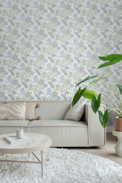 Sanders und Sanders Tapete tropische Blätter Blau und Grün - 53 cm x 10,05 m - 640734
