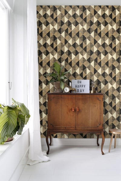 ESTAhome XXL-Vliestapete grafisches Muster Schwarz, Braun und Beige - 50 x 900 cm - 158920