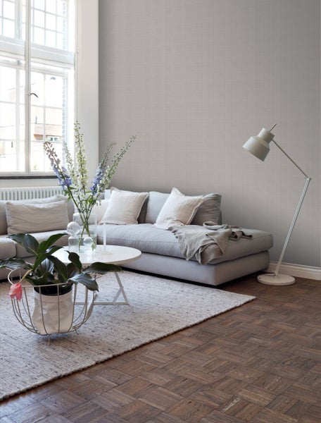 ESTAhome Tapete Leinen-Optik Hellgrau - 53 cm x 10.05 m - 139026