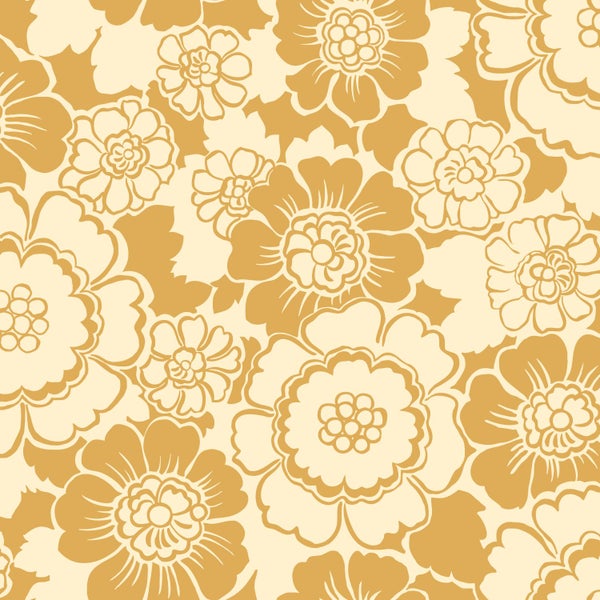 ESTAhome Tapete Retro Blumen Gelb - 50 x 900 cm - 131523