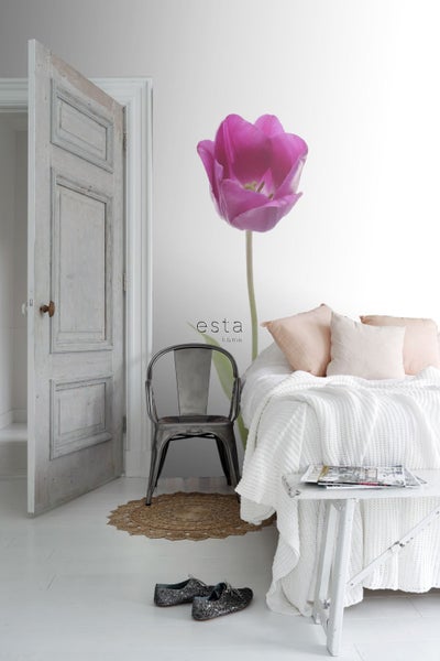 ESTAhome Fototapete Tulpe Rosa und Grün - 93 x 211,5 cm - 156502