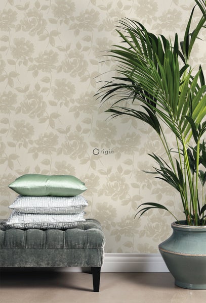 Origin Wallcoverings Tapete Rosen Creme-Beige - 53 cm x 10.05 m - 347031