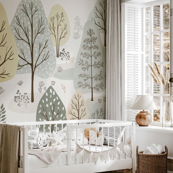 Kindertapete Pastell Wald 150 x 280 cm