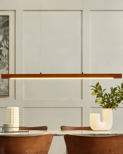 LED Hängeleuchte STEWARTS Holz Dunkelbraun