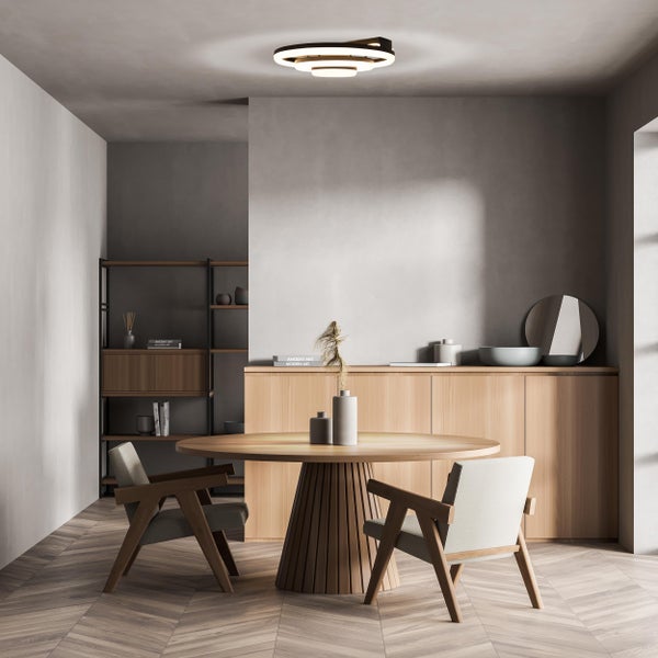 LED-CCT-Deckenleuchte CIRCULO aus schwarzem Metall und sandfarbenem Kunststoff Ø 60 cm