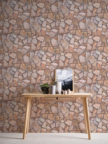 Dekorative Wandteppich mit Treppenmuster und Fransenaufhängung