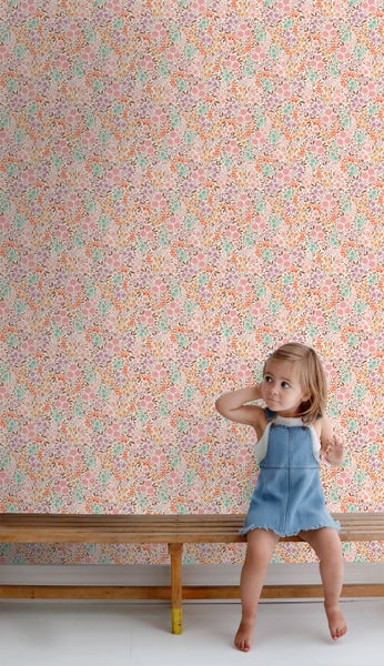 ESTAhome Tapete Blumen Rosa und Blau - 50 x 900 cm - 131579