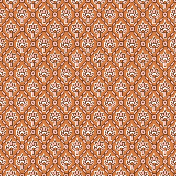 ESTAhome Tapete Blumenmuster Orange und Rosa - 50 x 900 cm - 131542