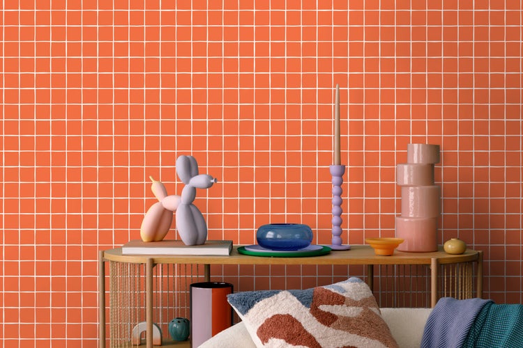 ESTAhome Tapete Karomuster Orange - 50 x 900 cm - 131270