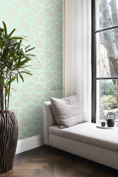 Origin Wallcoverings Tapete Blumen Seladongrün - 53 cm x 10.05 m - 326148