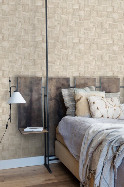 Origin Wallcoverings Tapete quadratische Holzstücke Hellbeige - 50 x 900 cm - 347929