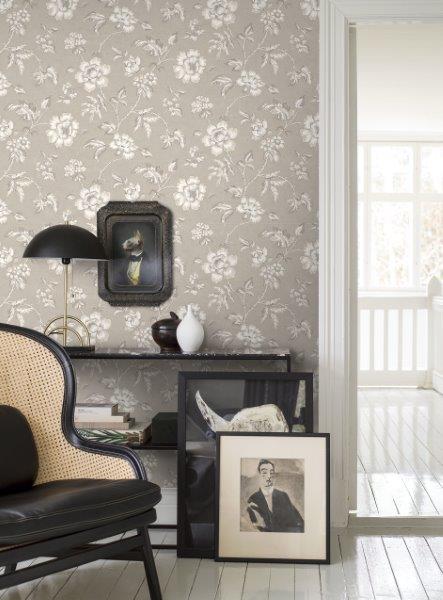 Borastapeter Tapete Blumen Beige - 53 cm x 10.05 m - 660411