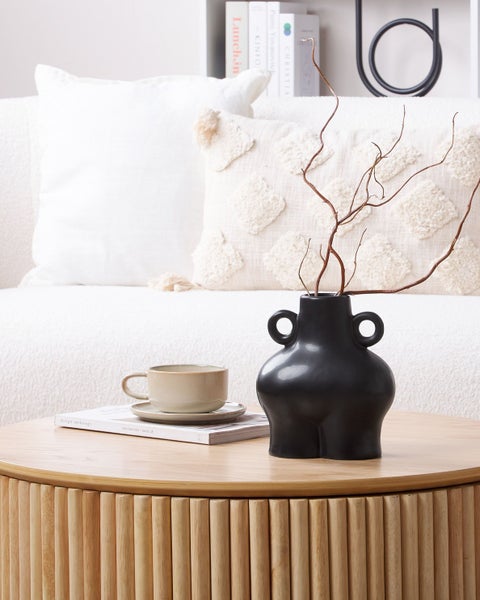 Blumenvase NAFPLIO Keramik 32 cm Schwarz