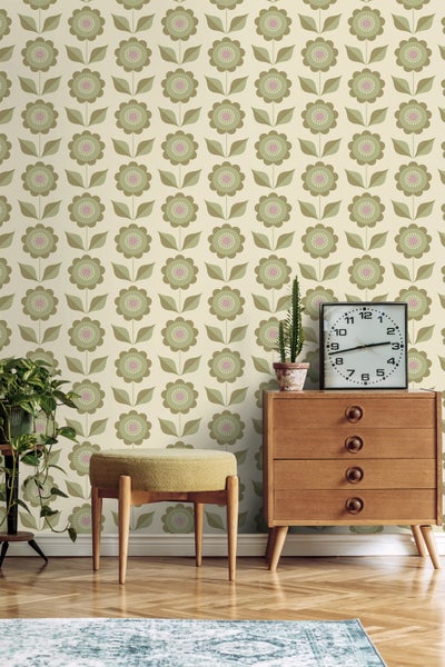 ESTAhome Tapete Blumen Graugrün - 50 x 900 cm - 130979