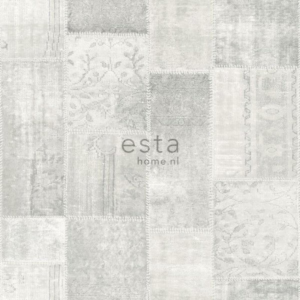 ESTAhome Tapete Kelim-Patchwork Grau - 53 cm x 10.05 m - 148329