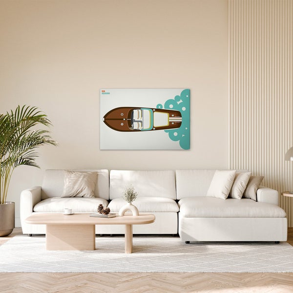 Gemälde eines Bootes im Wohnzimmer