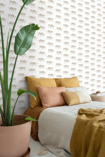 ESTAhome Tapete Panter Weiß und Beige - 53 cm x 10.05 m - 139775