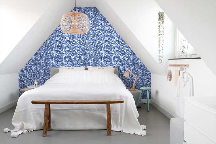 ESTAhome Tapete Koralle Blau und Weiß - 50 x 900 cm - 131014