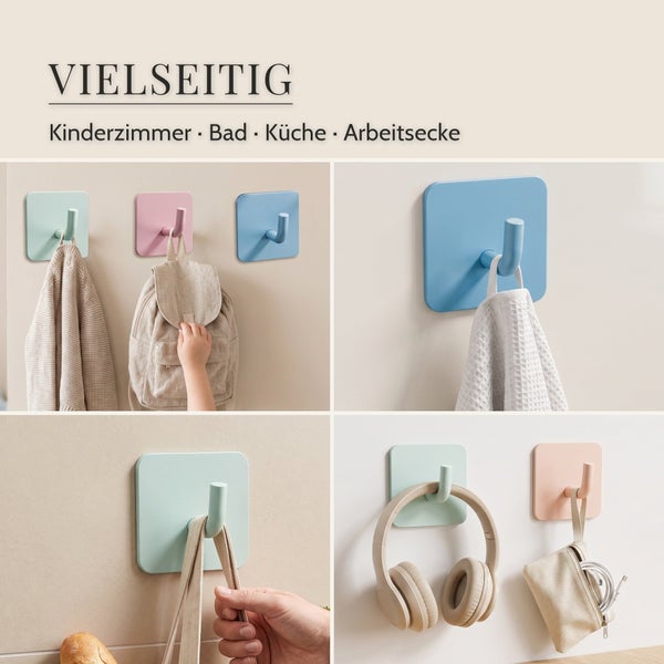 DEKAZIA 8er Set Klebehaken Mint aus pulverbeschichtetem