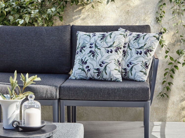 Gartenkissen 2er Set TRANQUI Pflanzenmuster 45 x 45 cm Bunt