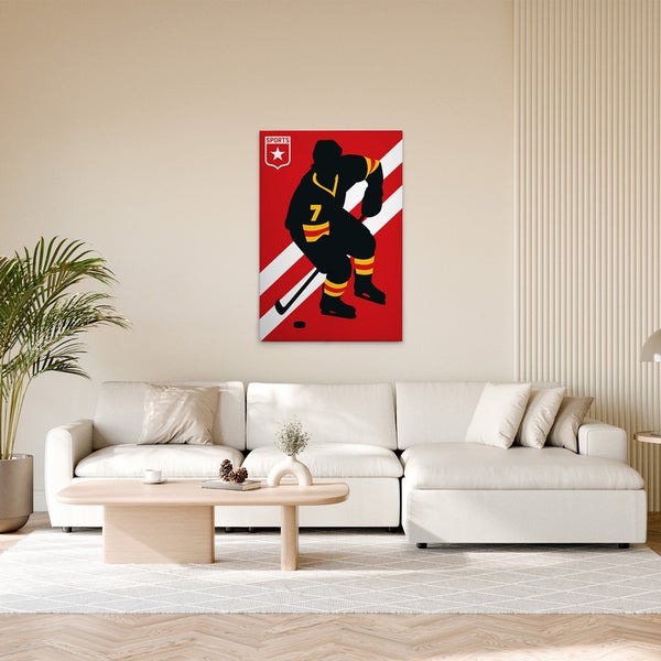 Dekorative Leinwand mit Eishockeymotiv im Wohnzimmer