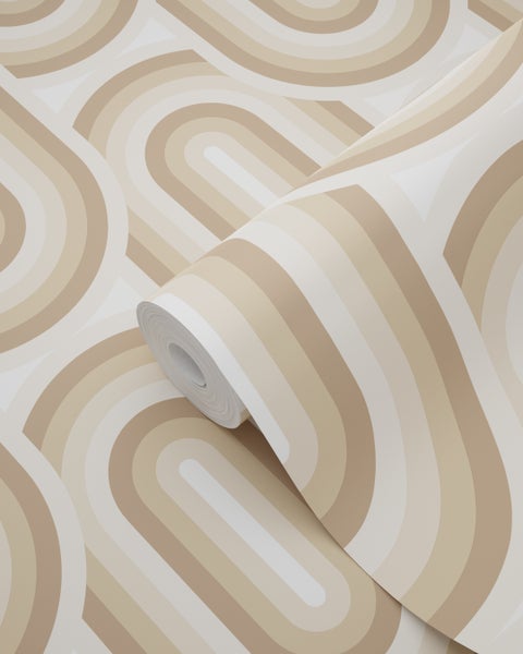 ESTAhome Tapete Retro-Ornamente Beige und Braun - 50 x 900 cm - 130981
