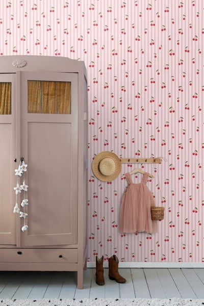 ESTAhome Tapete Kirschen Rosa - 50 x 900 cm - 131653