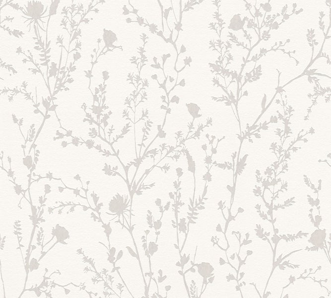 A.S. Création Tapete Blumen Weiß und Grau - 53 cm x 10.05 m - AS-395464