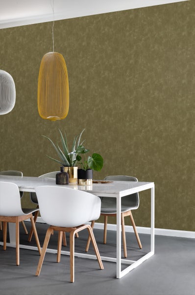 ESTAhome Tapete mit malerischem Effekt Khaki-Grün - 53 cm x 10.05 m - 148723