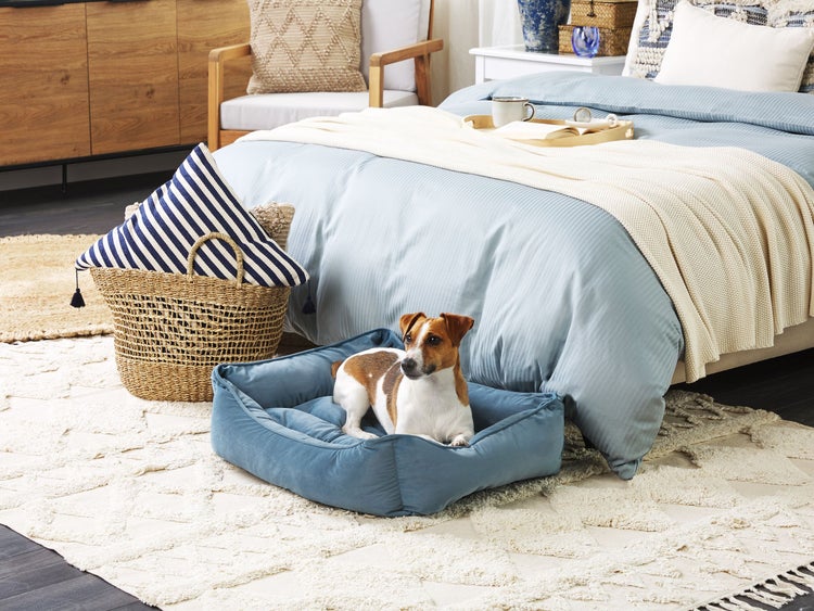 Tierbett IZMIR Samtstoff Blau