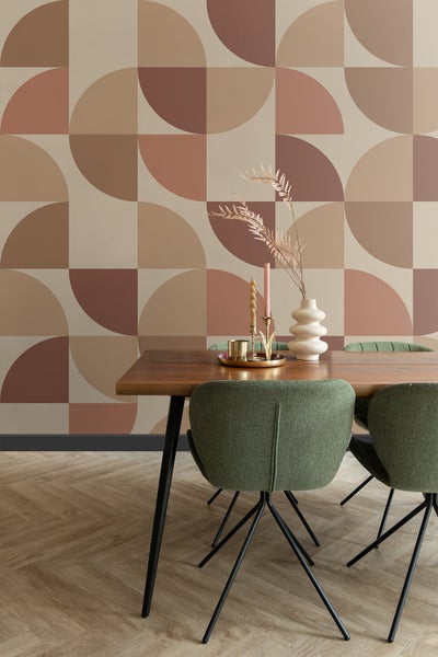 ESTAhome Fototapete geometrische Formen Beige, Rosa und Dunkelrot - 2.5 x 2.79 m - 159390