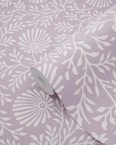 ESTAhome Tapete Blumenmuster Violett - 50 x 900 cm - 131515