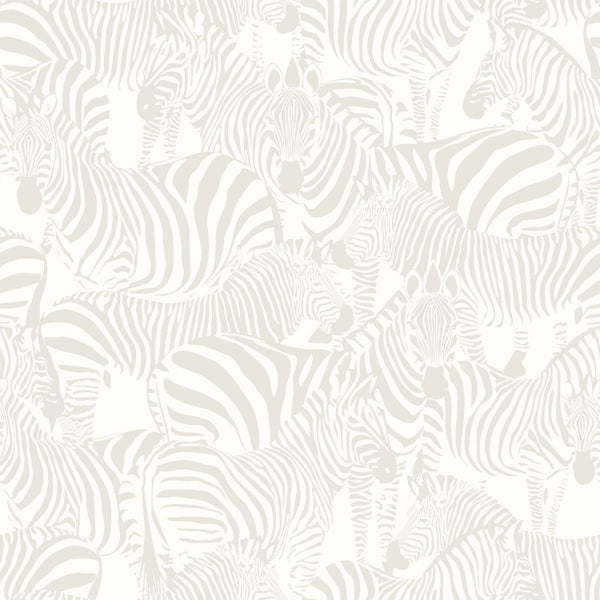 Origin Wallcoverings Tapete Zebras Silber - 53 cm x 10.05 m - 346836