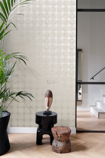 Origin Wallcoverings Tapete große verwitterte Kugeln Silber - 53 cm x 10.05 m - 347607