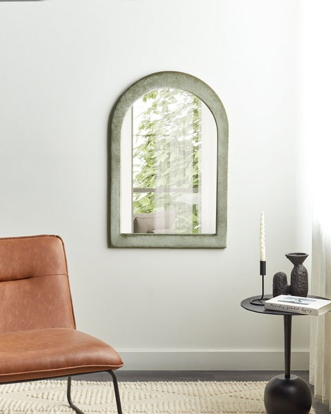 Wandspiegel Samtstoff olivgrün oval 60 x 90 cm HURIEL