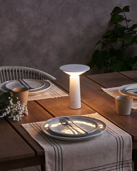 Kabellose LED Tischlampe LEVIRA mit Dimmer Weiß