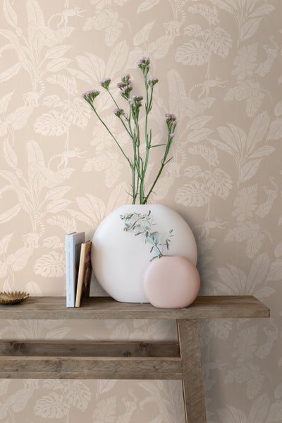 ESTAhome Tapete Affen und Dschungelblätter Beige - 50 x 900 cm - 139858