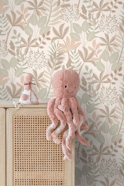 ESTAhome Tapete Blätter Grau, Beige und Graugrün - 50 x 900 cm - 139677