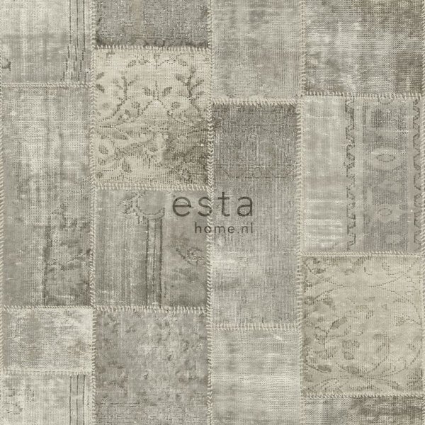 ESTAhome Tapete Kelim-Patchwork Taupe - 53 cm x 10.05 m - 148331