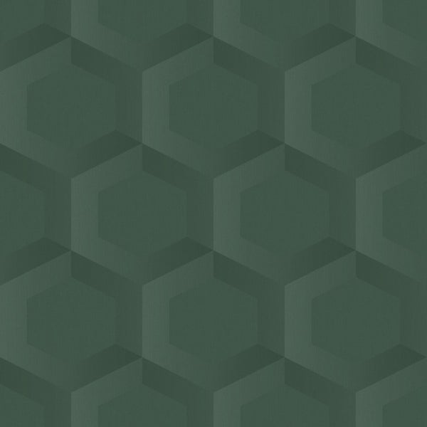 Origin Wallcoverings Tapete 3D Wabenmuster Dunkelgrün - 53 cm x 10.05 m - 348021