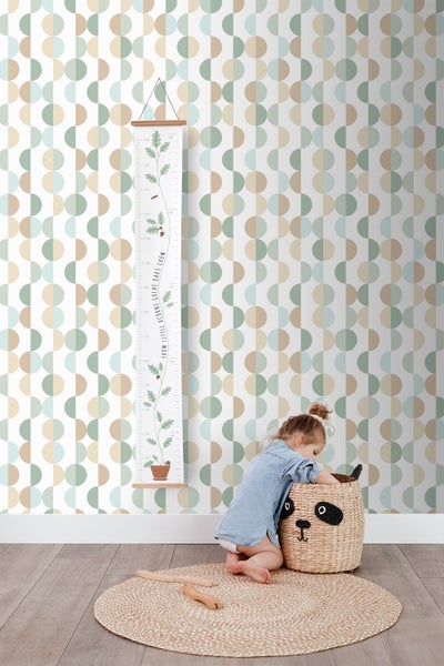 ESTAhome Tapete grafisches Motiv Graugrün, Hellblau und Beige - 50 x 900 cm - 139620
